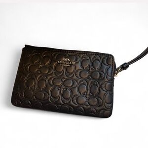 Coach Black Embossed Leather wristlet